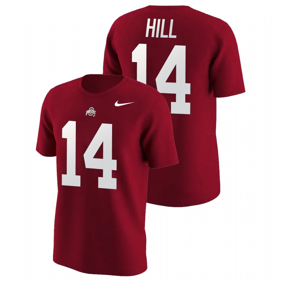 Ohio State Buckeyes Men's NCAA K.J. Hill #14 Scarlet Name & Number College Football T-Shirt DAI0349UC